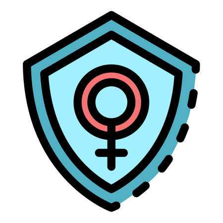 Woman empowerment shield icon. Outline woman empowerment shield vector icon color flat isolatedのイラスト素材