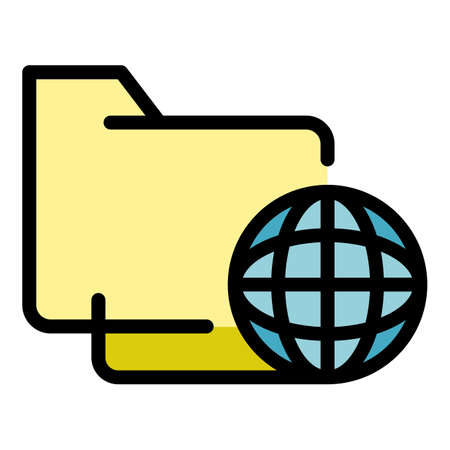 Global folder operating system icon. Outline global folder operating system vector icon color flat isolatedのイラスト素材