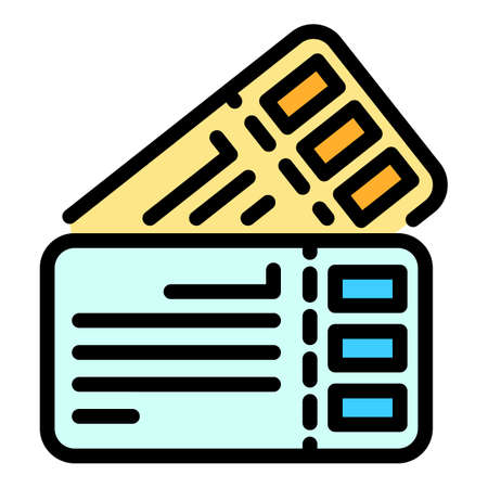 Travel transport ticket icon. Outline travel transport ticket vector icon color flat isolatedのイラスト素材