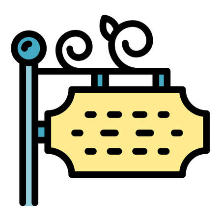 Street metal banner icon. Outline street metal banner vector icon color flat isolatedのイラスト素材