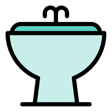 Ceramic bidet icon. Outline ceramic bidet vector icon color flat isolatedのイラスト素材