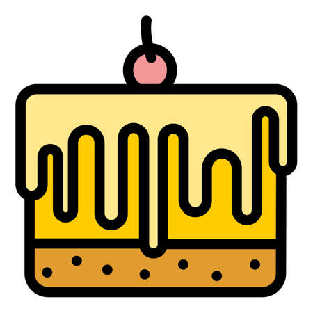 Sweet cake icon. Outline sweet cake vector icon color flat isolatedのイラスト素材