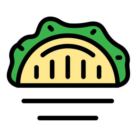 Taco food icon. Outline taco food vector icon color flat isolatedのイラスト素材