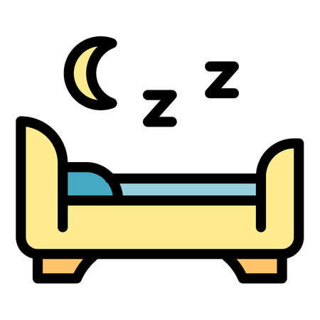 Bedroom sleeping icon. Outline bedroom sleeping vector icon color flat isolatedのイラスト素材