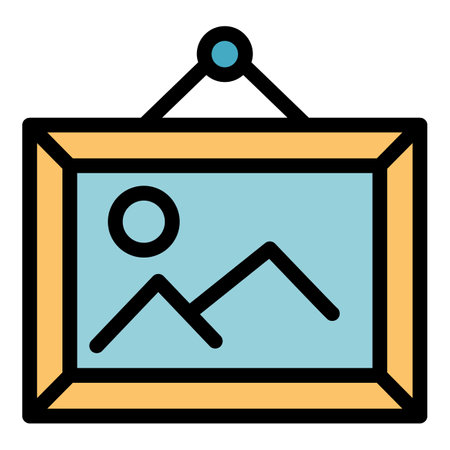 Wall picture bedroom icon. Outline wall picture bedroom vector icon color flat isolatedのイラスト素材