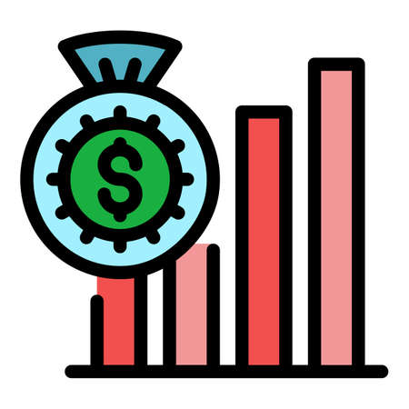Raise budget icon. Outline raise budget vector icon color flat isolatedのイラスト素材