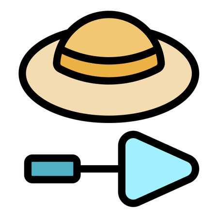 Hat for senior man icon. Outline hat for senior man vector icon thin line color flat on whiteのイラスト素材