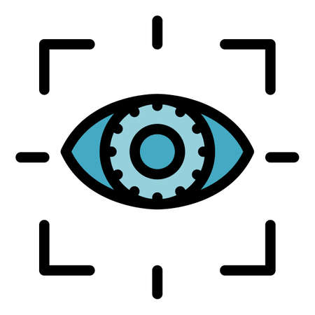 Eye security icon. Outline eye security vector icon color flat isolatedのイラスト素材