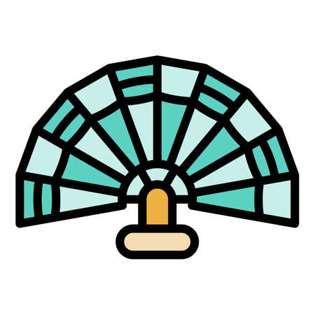 Fan folding icon. Outline fan folding vector icon color flat isolatedのイラスト素材