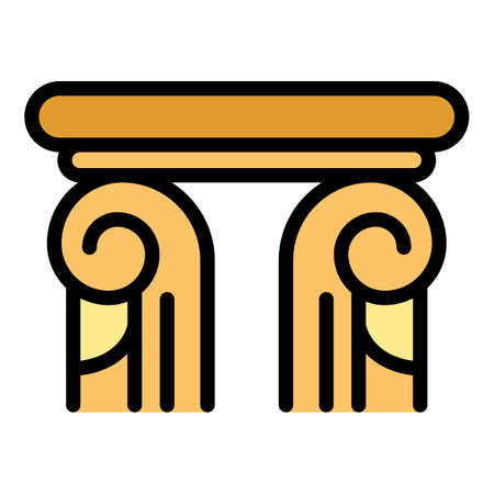 Greek column icon. Outline greek column vector icon color flat isolatedのイラスト素材