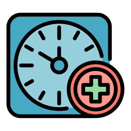 Health time icon. Outline health time vector icon color flat isolated