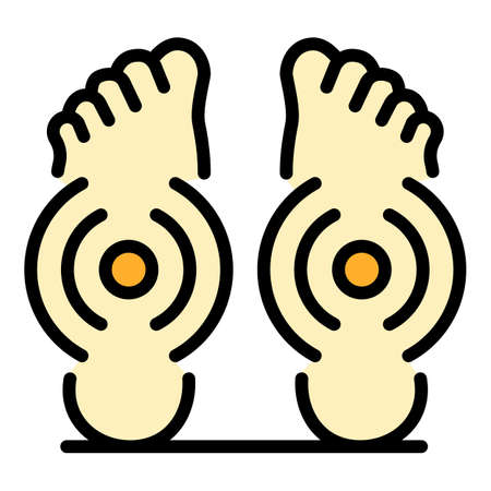 Foot massage self care icon. Outline foot massage self care vector icon color flat isolatedのイラスト素材