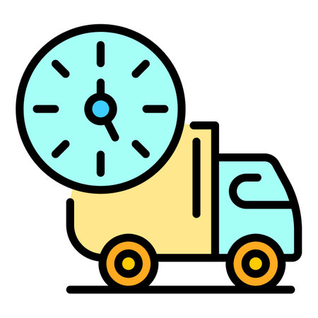 Fast truck home delivery icon. Outline fast truck home delivery vector icon color flat isolatedのイラスト素材