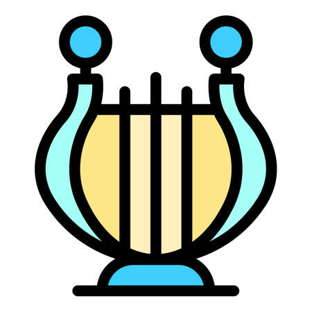 Harp icon. Outline harp vector icon color flat isolatedのイラスト素材