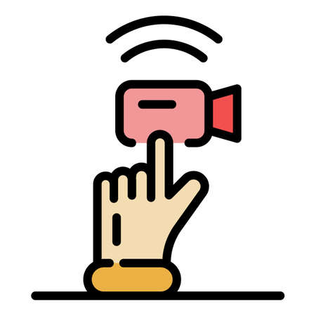 Push video call icon. Outline push video call vector icon color flat isolatedのイラスト素材