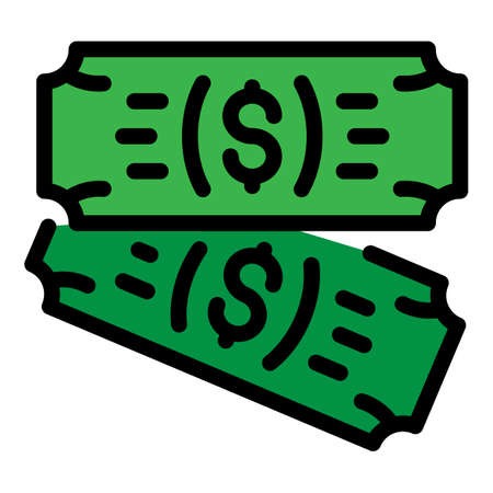 Ticket dollar icon. Outline ticket dollar vector icon color flat isolatedのイラスト素材
