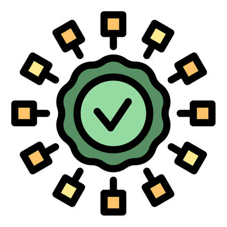 Approved scheme standard icon. Outline approved scheme standard vector icon color flat isolatedのイラスト素材