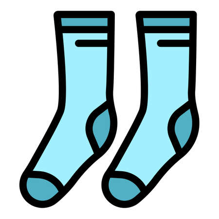 Winter socks icon. Outline winter socks vector icon color flat isolatedのイラスト素材