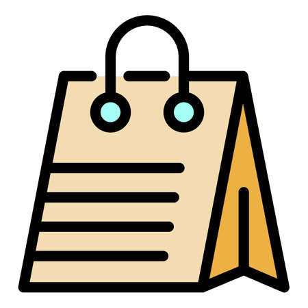 Market eco bag icon. Outline market eco bag vector icon color flat isolatedのイラスト素材