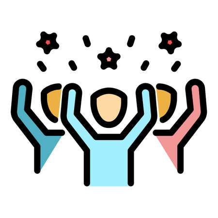 Street people agitation icon. Outline street people agitation vector icon color flat isolatedのイラスト素材