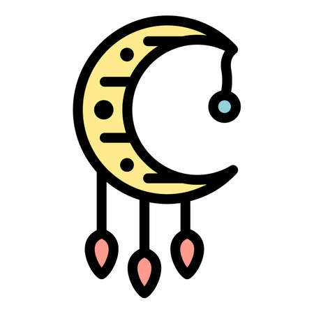 Moon amulet icon. Outline moon amulet vector icon color flat isolatedのイラスト素材