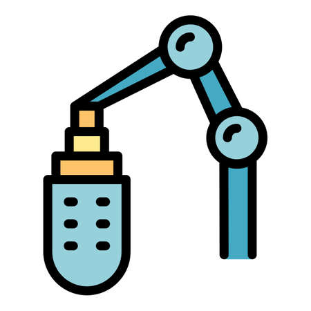 Stream studio microphone icon. Outline stream studio microphone vector icon color flat isolatedのイラスト素材