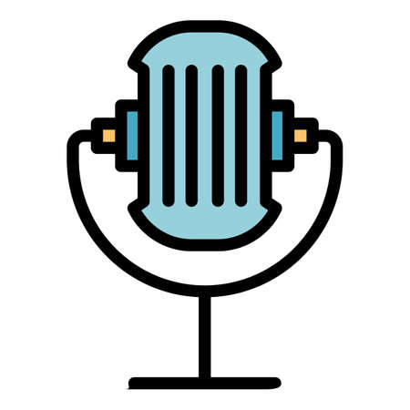 Stream microphone icon. Outline stream microphone vector icon color flat isolatedのイラスト素材