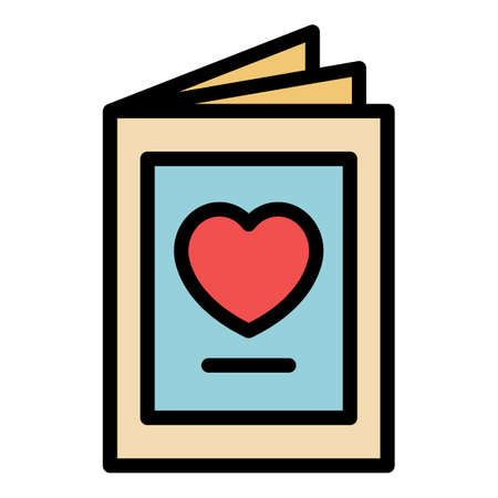 Trust love letter icon. Outline trust love letter vector icon color flat isolatedのイラスト素材