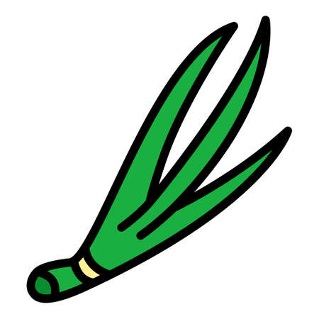 Vegetable chives icon. Outline vegetable chives vector icon color flat isolatedのイラスト素材