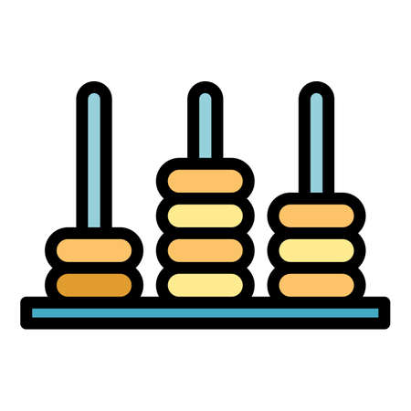 Abacus icon. Outline abacus vector icon color flat isolatedのイラスト素材