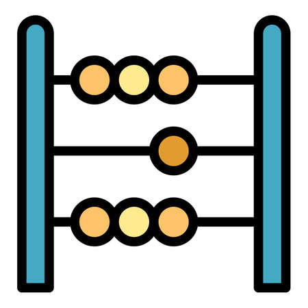 Count abacus icon. Outline count abacus vector icon color flat isolatedのイラスト素材