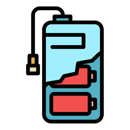 Cell battery power bank icon. Outline cell battery power bank vector icon color flat isolatedのイラスト素材