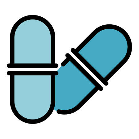 Prebiotic capsule icon. Outline prebiotic capsule vector icon color flat isolatedのイラスト素材