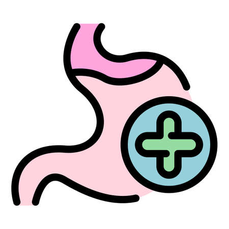 Stomach medical probiotics icon. Outline stomach medical probiotics vector icon color flat isolatedのイラスト素材