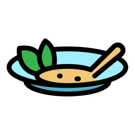 Food soup plate icon. Outline food soup plate vector icon color flat isolatedのイラスト素材