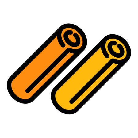 Roll cinnamon sticks icon. Outline roll cinnamon sticks vector icon color flat isolatedのイラスト素材