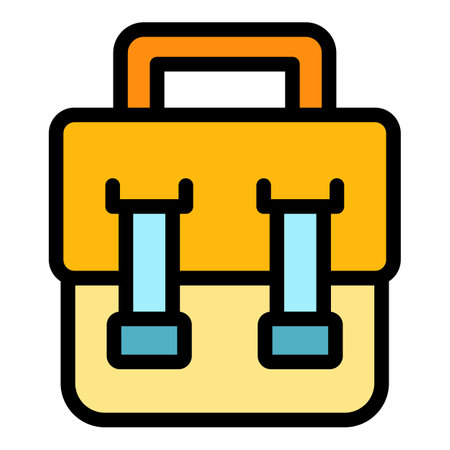 Men laptop bag icon. Outline men laptop bag vector icon color flat isolatedのイラスト素材
