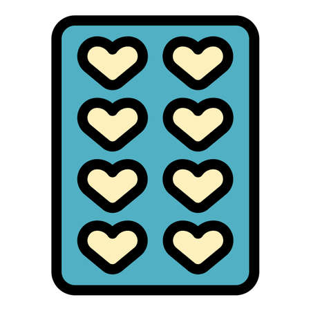 Ice form tray icon. Outline ice form tray vector icon thin line color flat on whiteのイラスト素材