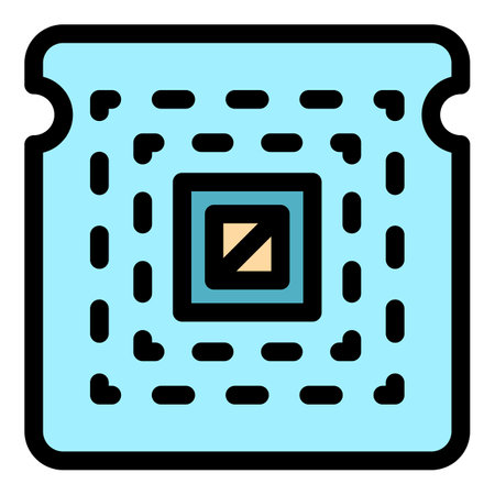 Central processor icon. Outline central processor vector icon color flat isolatedのイラスト素材
