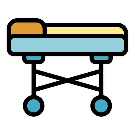 Medical bed icon. Outline medical bed vector icon color flat isolatedのイラスト素材