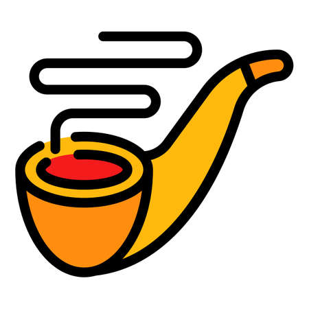 Smoking pipe icon. Outline smoking pipe vector icon color flat isolatedのイラスト素材
