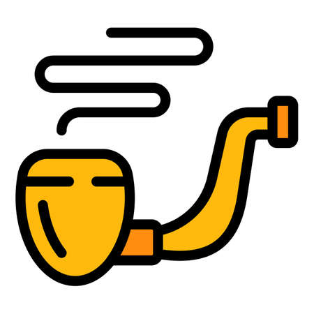 Tobacco smoking pipe icon. Outline tobacco smoking pipe vector icon color flat isolatedのイラスト素材