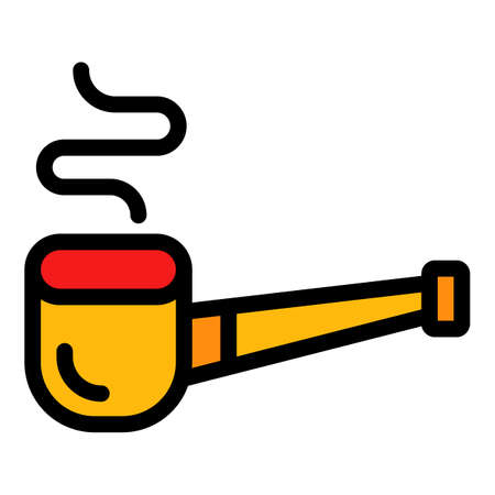 Luxury smoking pipe icon. Outline luxury smoking pipe vector icon color flat isolatedのイラスト素材