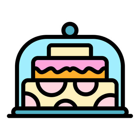 Cake icon. Outline cake vector icon color flat isolatedのイラスト素材