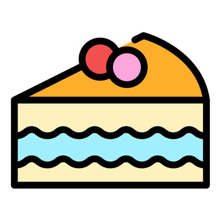 Piece cake icon. Outline piece cake vector icon color flat isolatedのイラスト素材