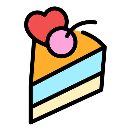 Cherry cake icon. Outline cherry cake vector icon color flat isolatedのイラスト素材