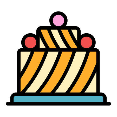 Sweet cake icon. Outline sweet cake vector icon color flat isolatedのイラスト素材