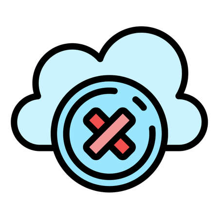 Rejected data cloud icon. Outline rejected data cloud vector icon color flat isolatedのイラスト素材