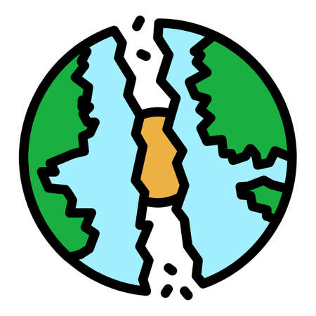 Planet explosion icon. Outline planet explosion vector icon color flat isolatedのイラスト素材
