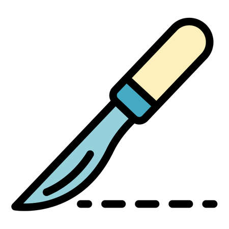 Chirurgical scalpel icon. Outline chirurgical scalpel vector icon color flat isolatedのイラスト素材